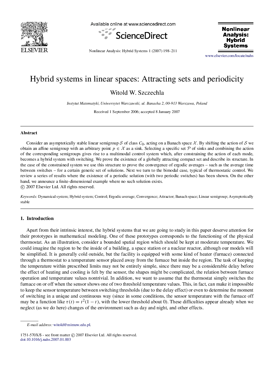 Hybrid systems in linear spaces: Attracting sets and periodicity