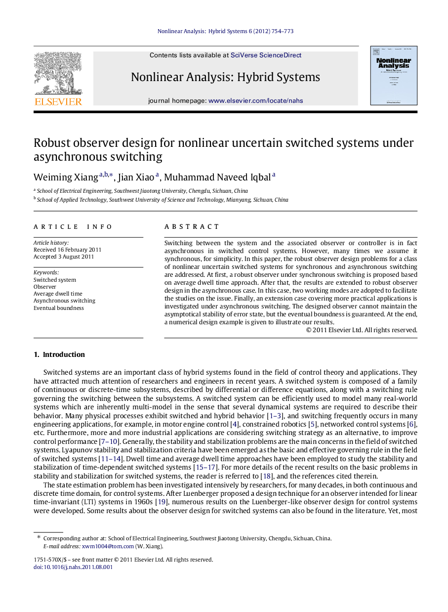 Robust observer design for nonlinear uncertain switched systems under asynchronous switching