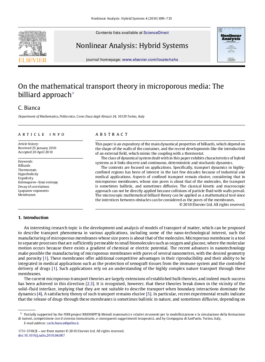 On the mathematical transport theory in microporous media: The billiard approach 