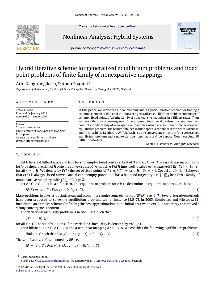 Hybrid iterative scheme for generalized equilibrium problems and fixed point problems of finite family of nonexpansive mappings