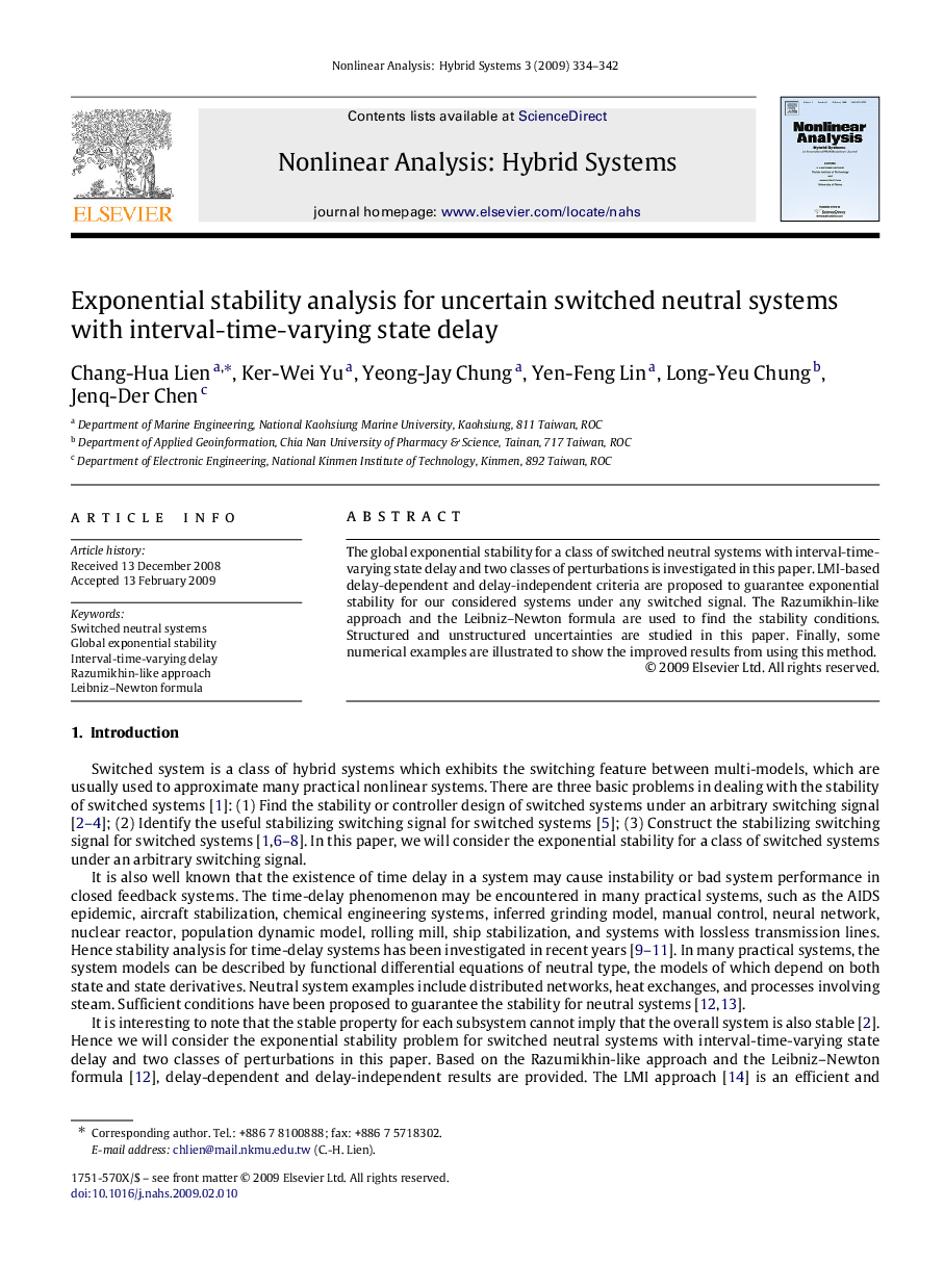 Exponential stability analysis for uncertain switched neutral systems with interval-time-varying state delay