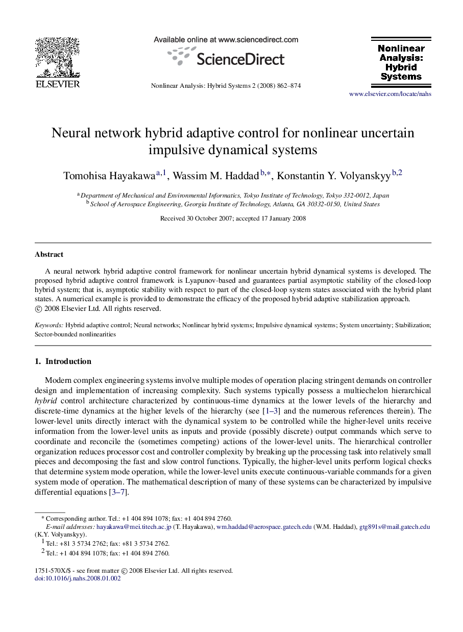 Neural network hybrid adaptive control for nonlinear uncertain impulsive dynamical systems