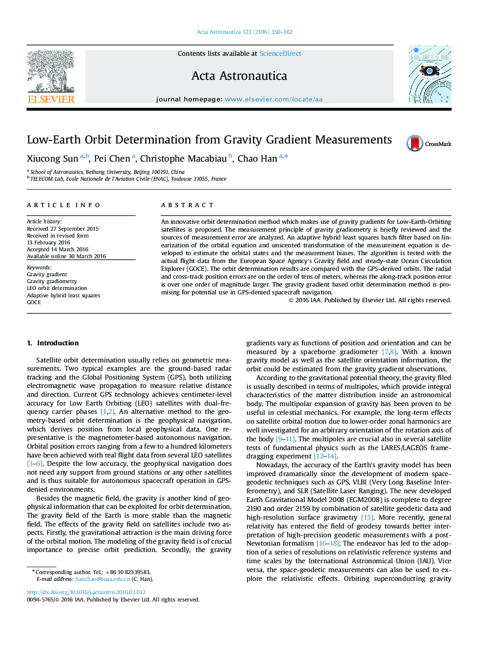 Low-Earth Orbit Determination from Gravity Gradient Measurements