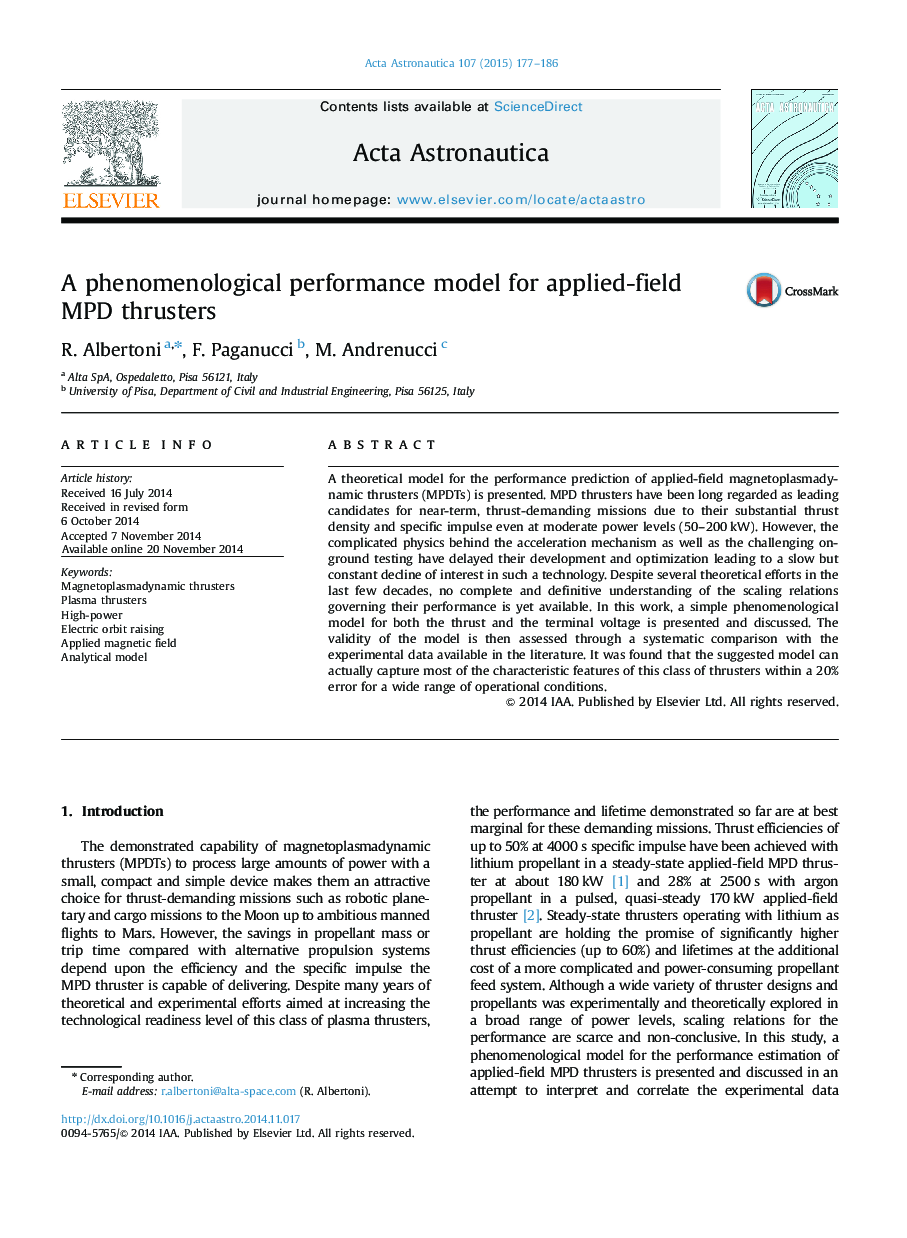 A phenomenological performance model for applied-field MPD thrusters