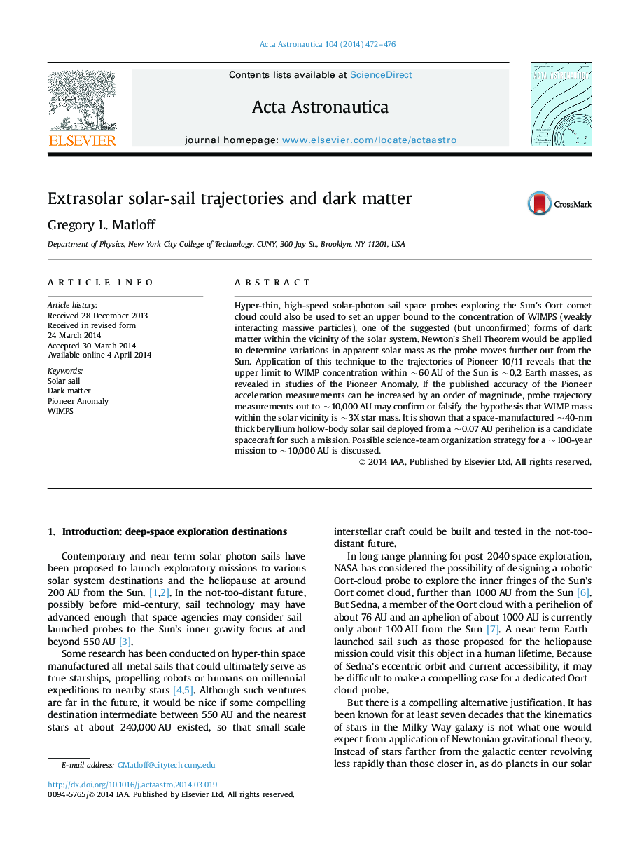 Extrasolar solar-sail trajectories and dark matter