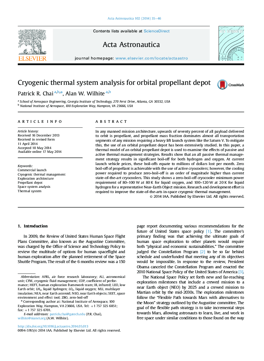 Cryogenic thermal system analysis for orbital propellant depot