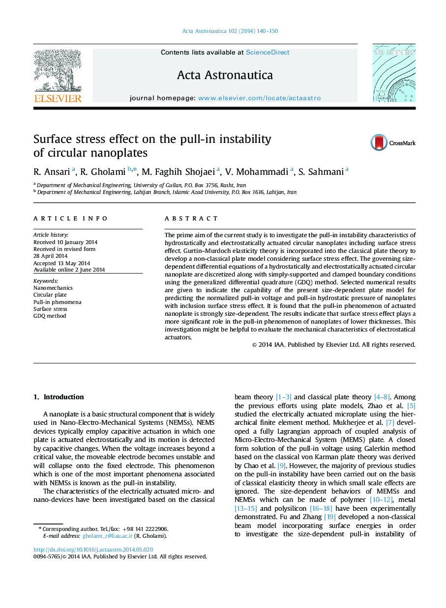 Surface stress effect on the pull-in instability of circular nanoplates