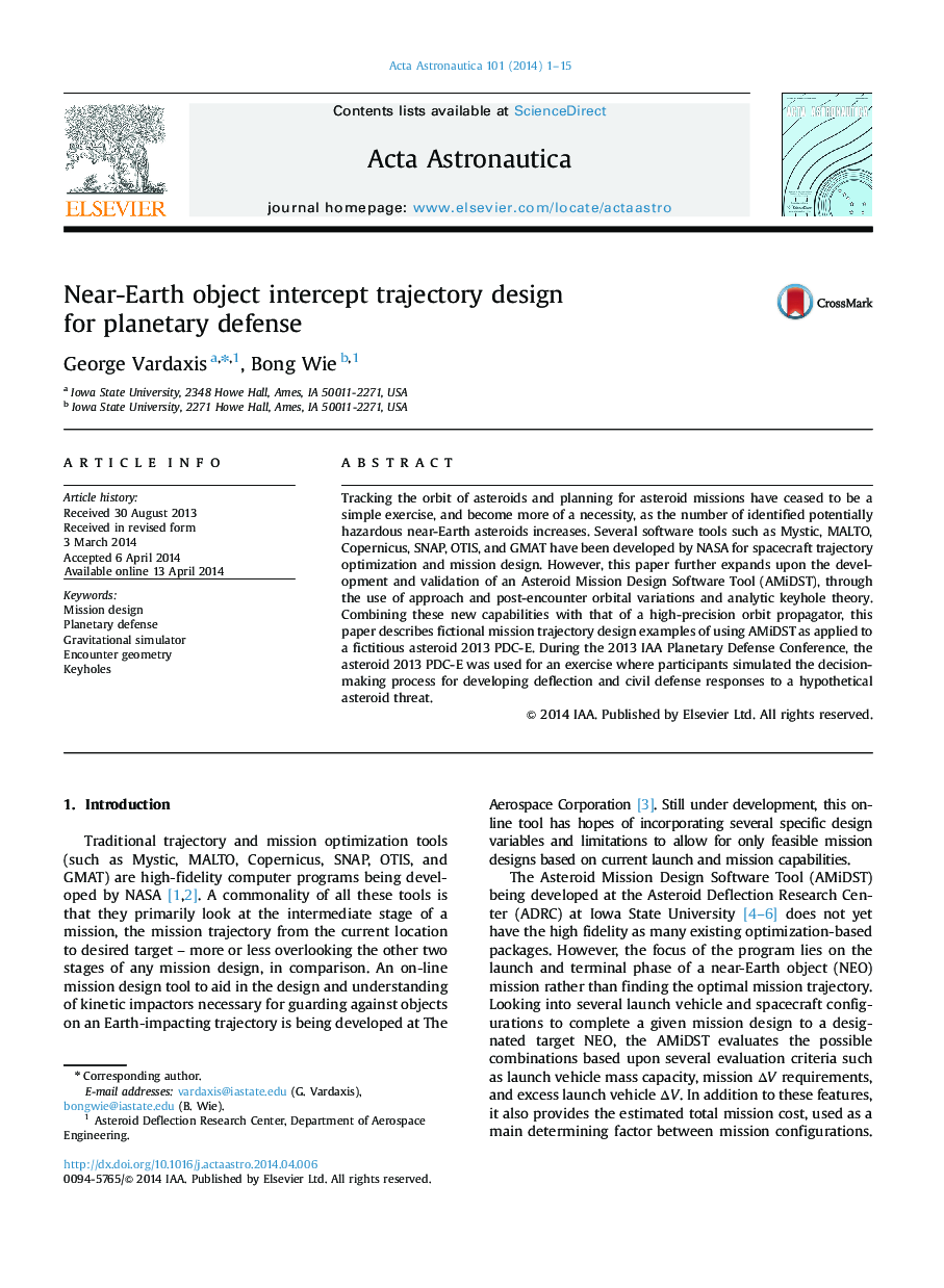 Near-Earth object intercept trajectory design for planetary defense