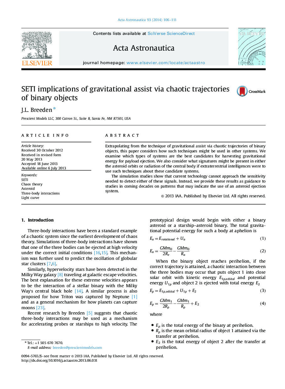 SETI implications of gravitational assist via chaotic trajectories of binary objects