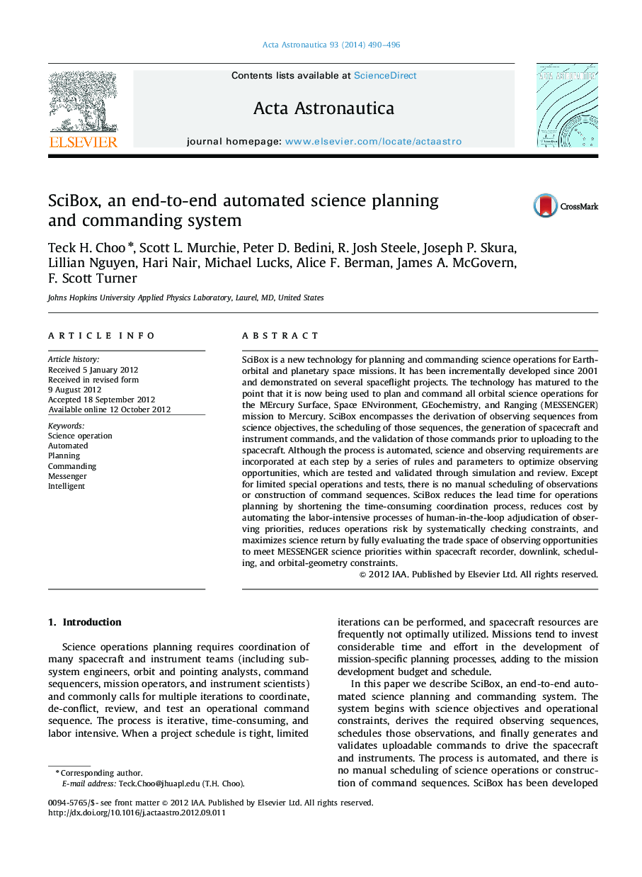 SciBox, an end-to-end automated science planning and commanding system