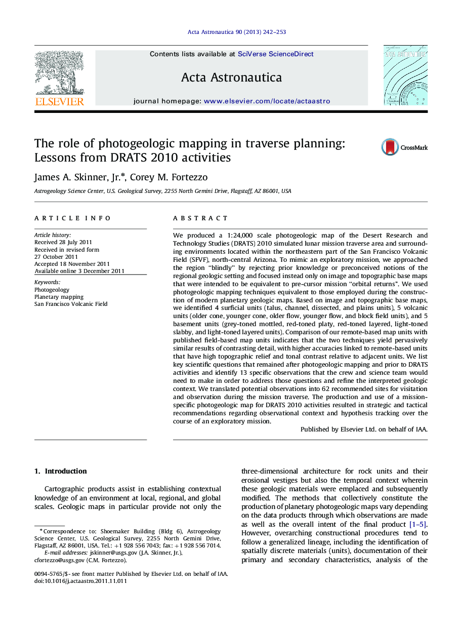 The role of photogeologic mapping in traverse planning: Lessons from DRATS 2010 activities