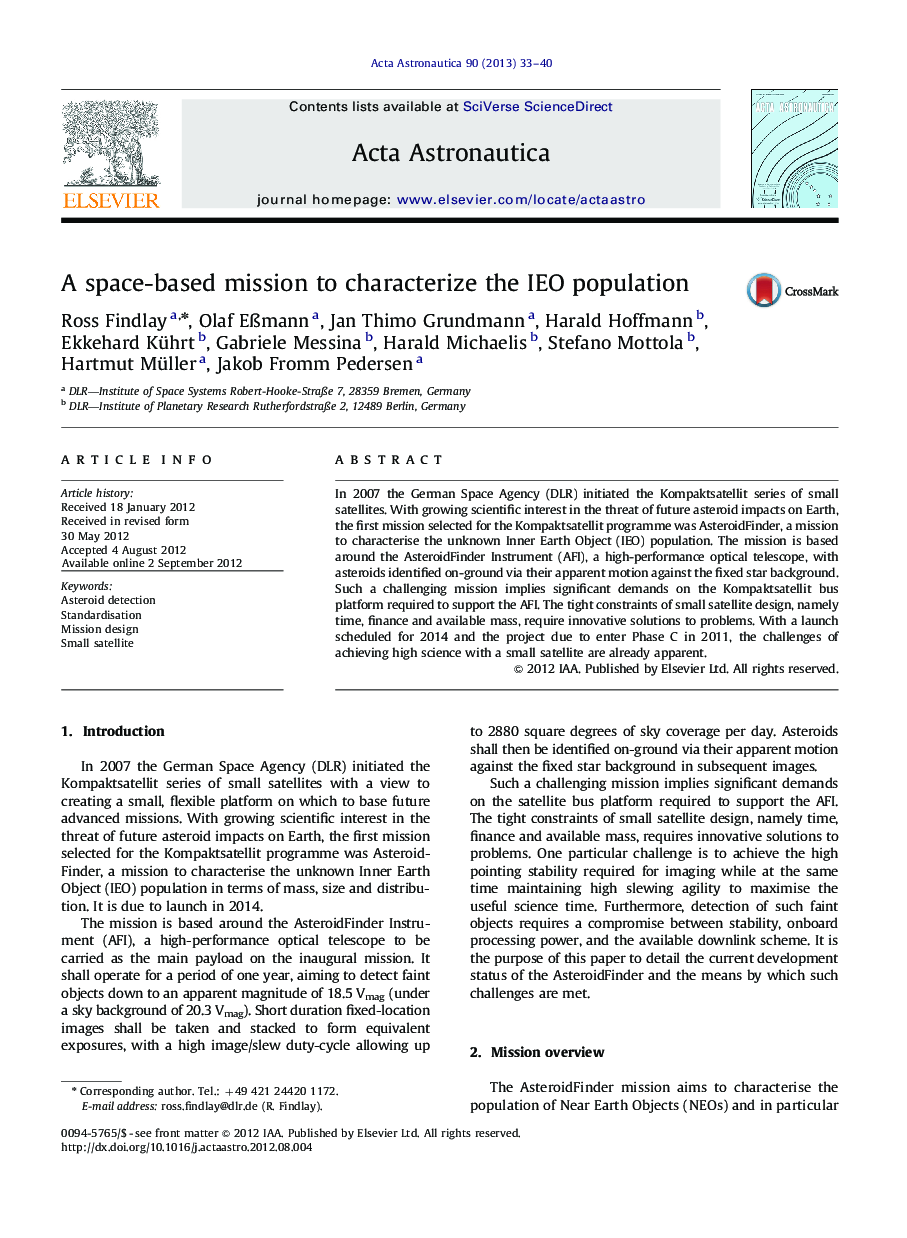 A space-based mission to characterize the IEO population