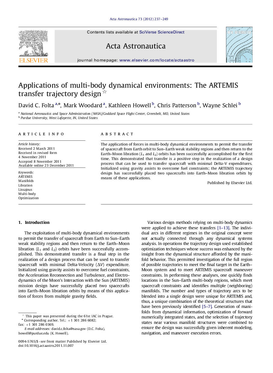 Applications of multi-body dynamical environments: The ARTEMIS transfer trajectory design 