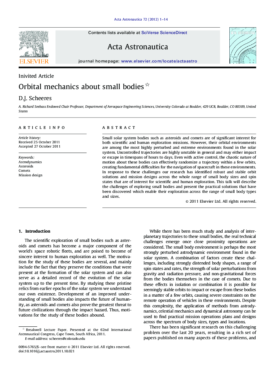 Orbital mechanics about small bodies 