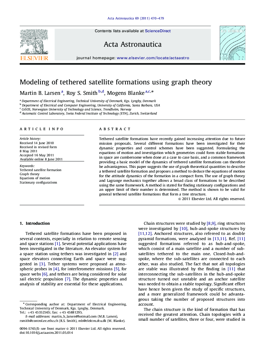 Modeling of tethered satellite formations using graph theory