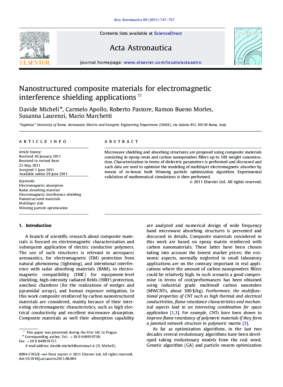 Nanostructured composite materials for electromagnetic interference shielding applications 