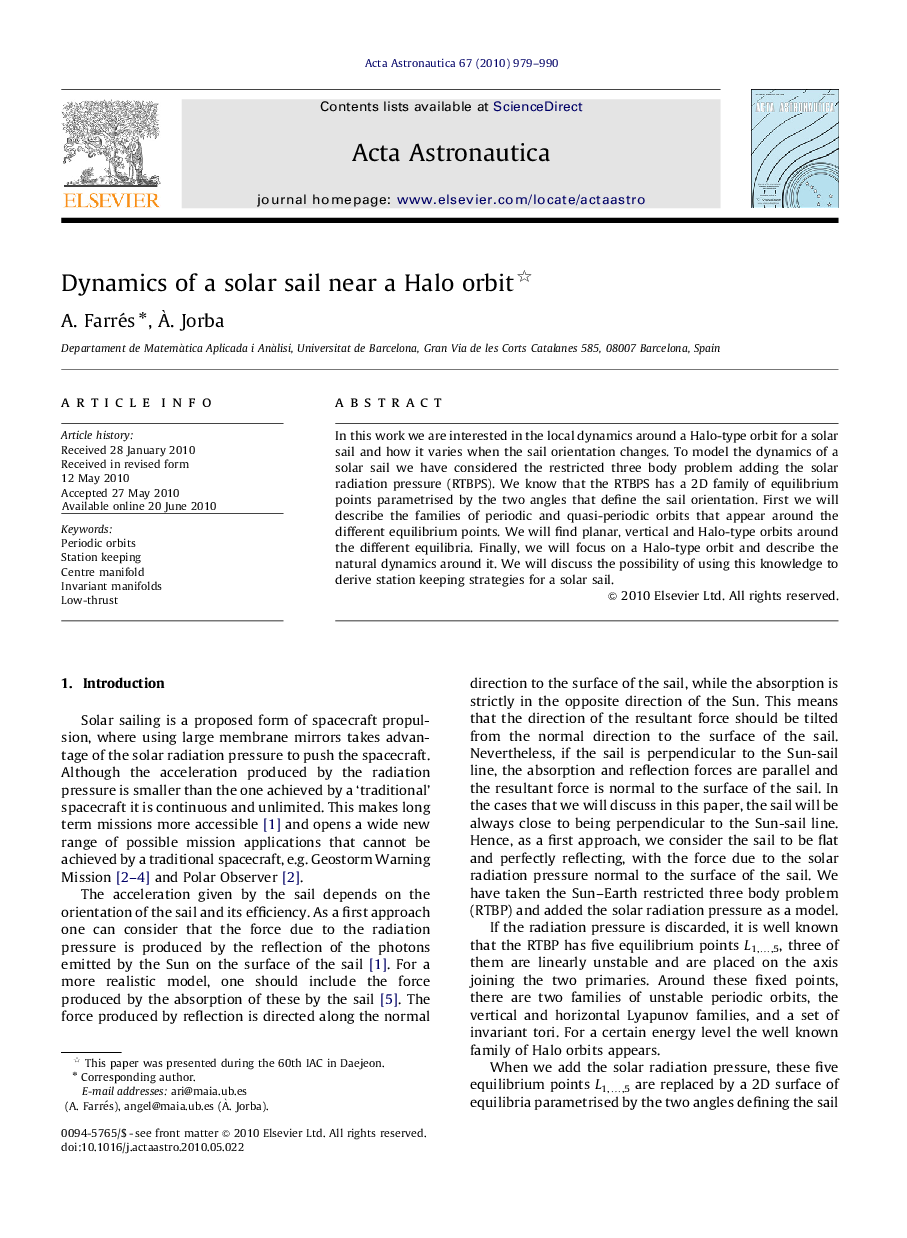 Dynamics of a solar sail near a Halo orbit