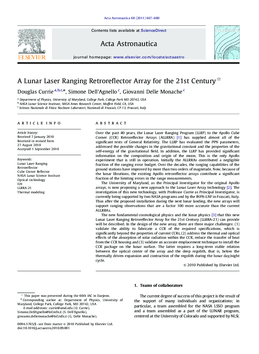 A Lunar Laser Ranging Retroreflector Array for the 21st Century 