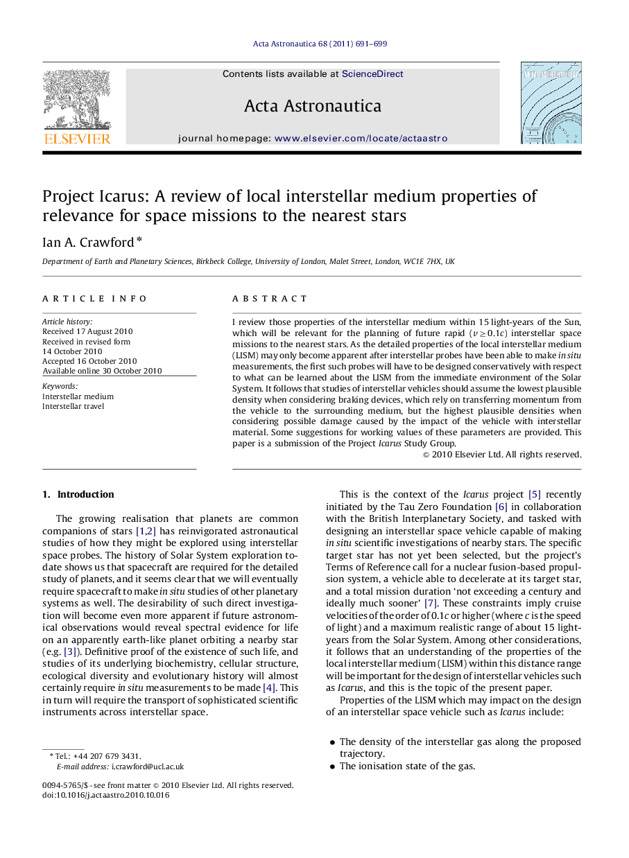 Project Icarus: A review of local interstellar medium properties of relevance for space missions to the nearest stars