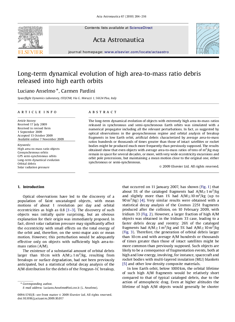 Long-term dynamical evolution of high area-to-mass ratio debris released into high earth orbits