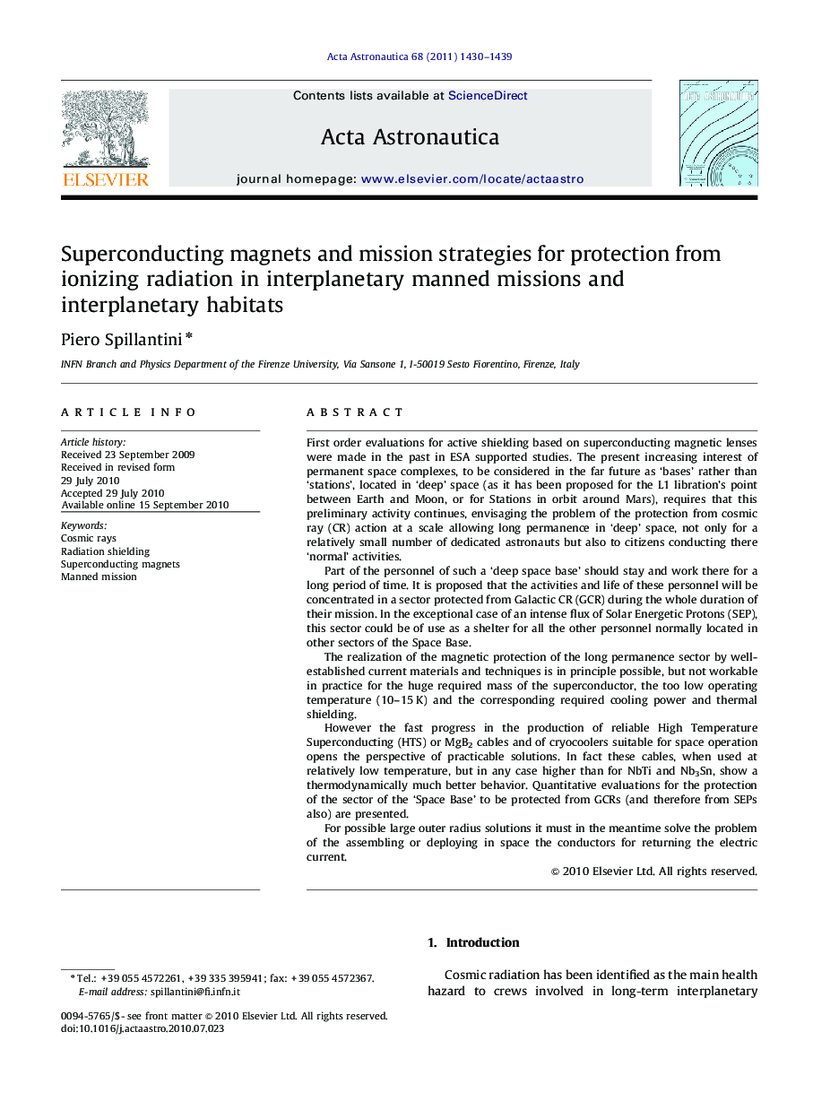 Superconducting magnets and mission strategies for protection from ionizing radiation in interplanetary manned missions and interplanetary habitats