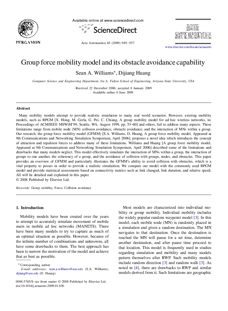 Group force mobility model and its obstacle avoidance capability