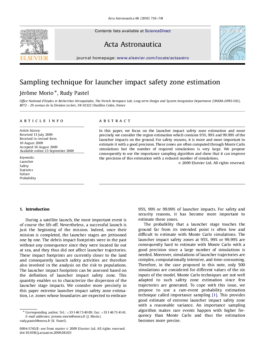 Sampling technique for launcher impact safety zone estimation