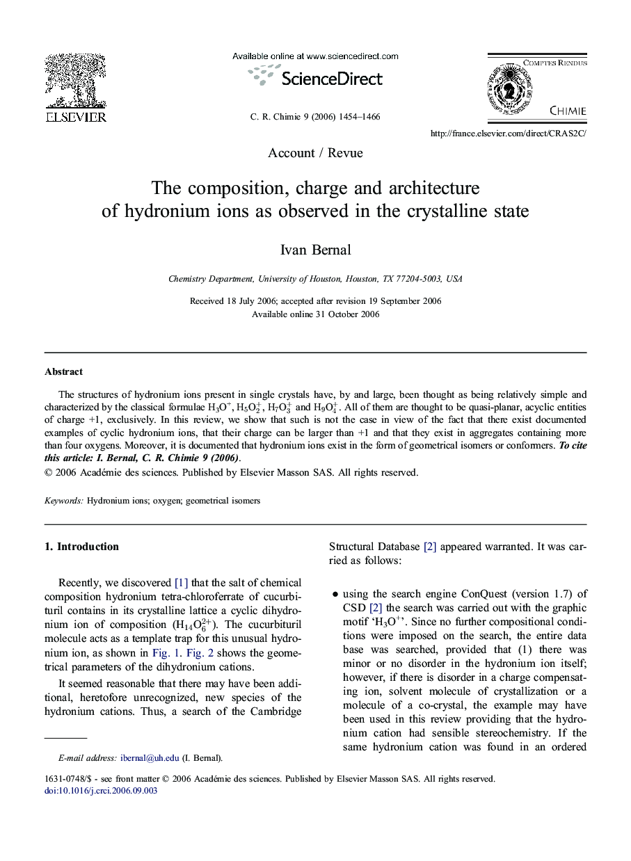 The composition, charge and architecture of hydronium ions as observed in the crystalline state