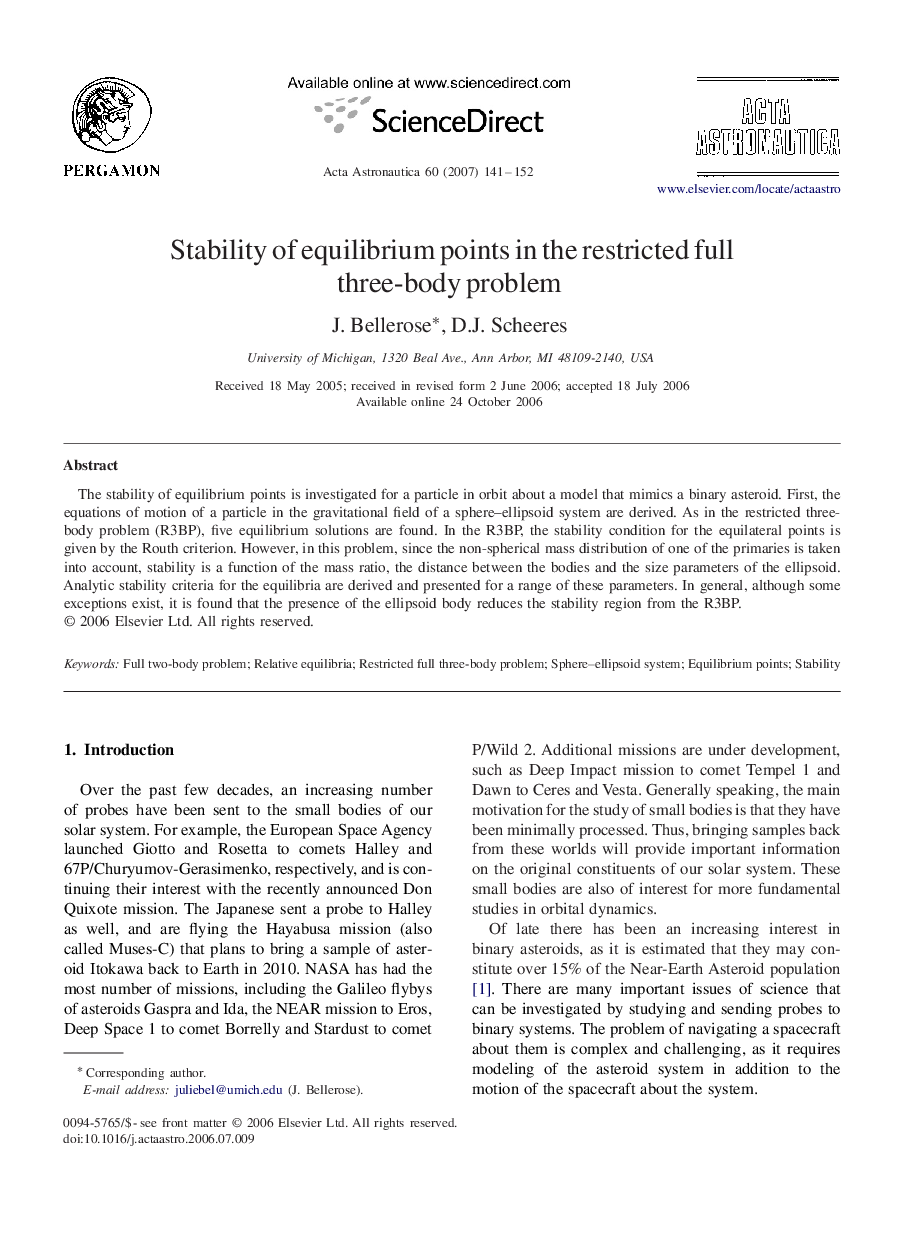 Stability of equilibrium points in the restricted full three-body problem