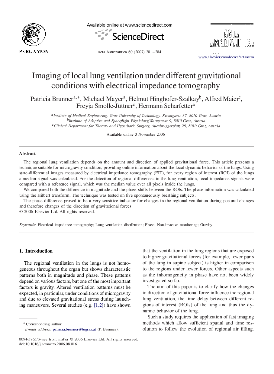 Imaging of local lung ventilation under different gravitational conditions with electrical impedance tomography