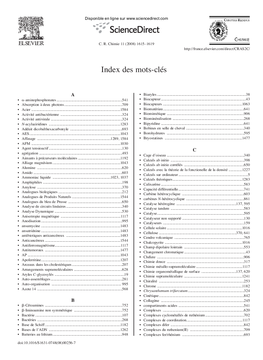 Index des mots clés ( index french key words)