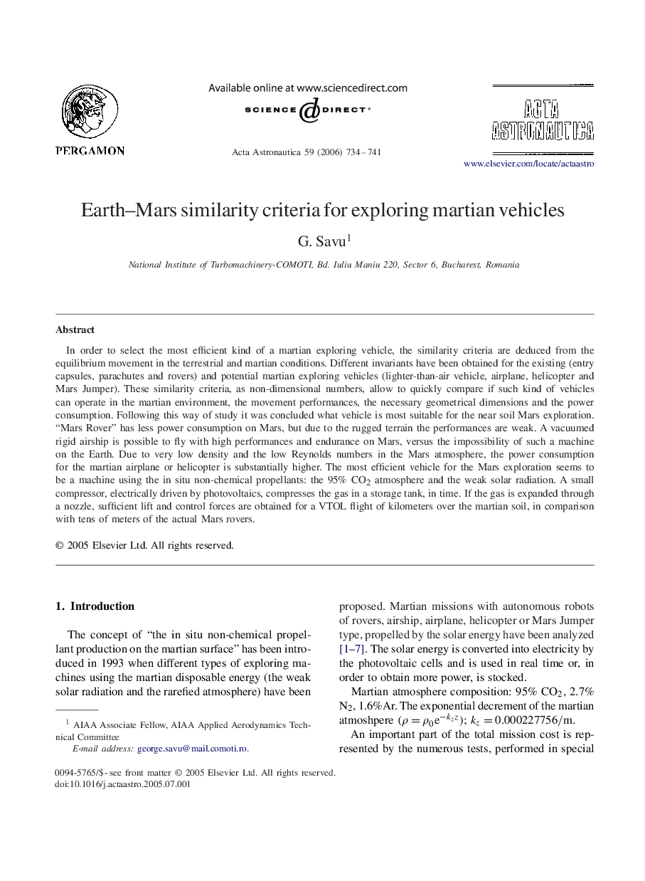 Earth–Mars similarity criteria for exploring martian vehicles