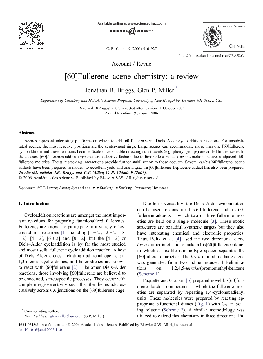 [60]Fullerene–acene chemistry: a review