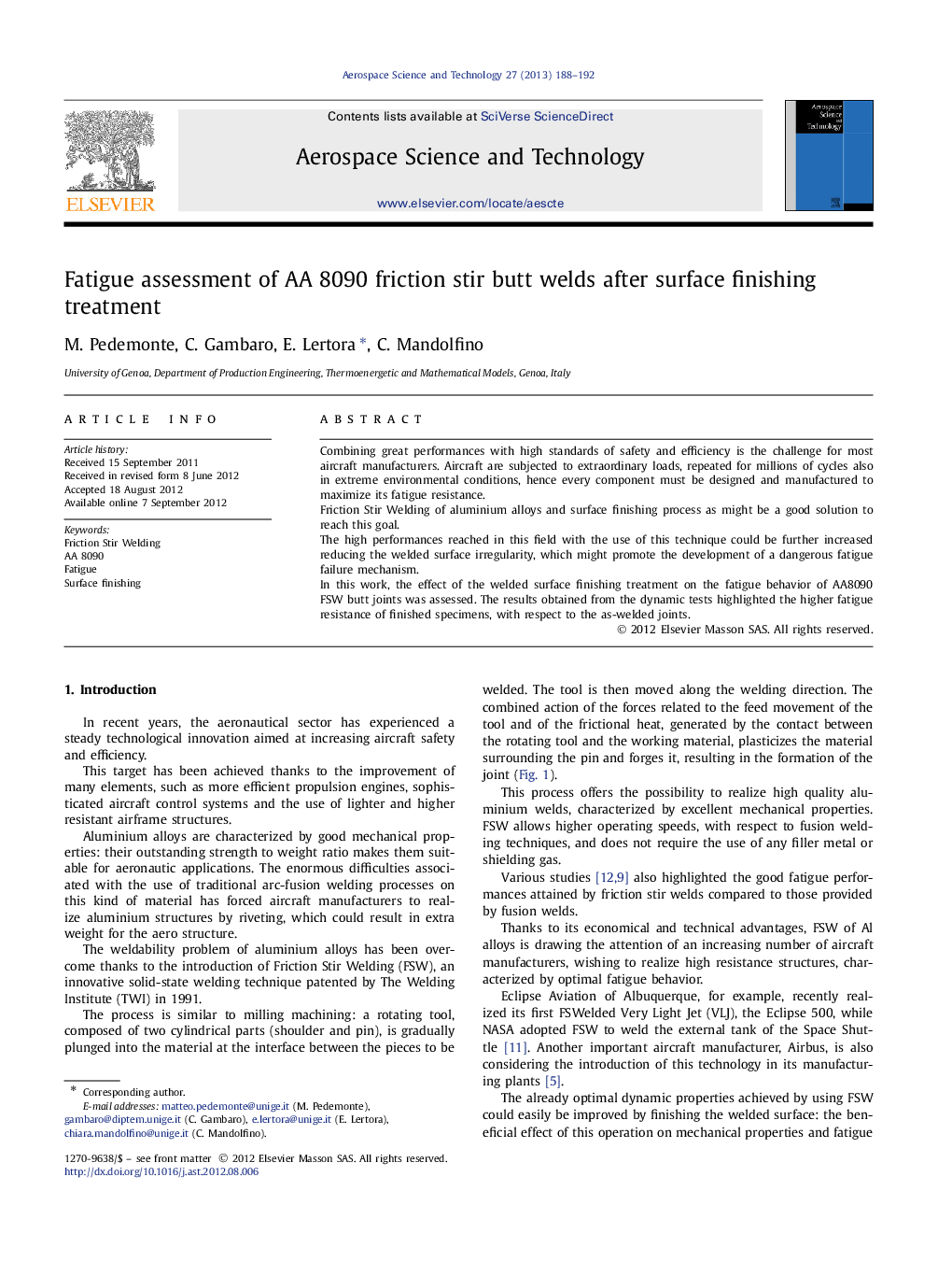 Fatigue assessment of AA 8090 friction stir butt welds after surface finishing treatment