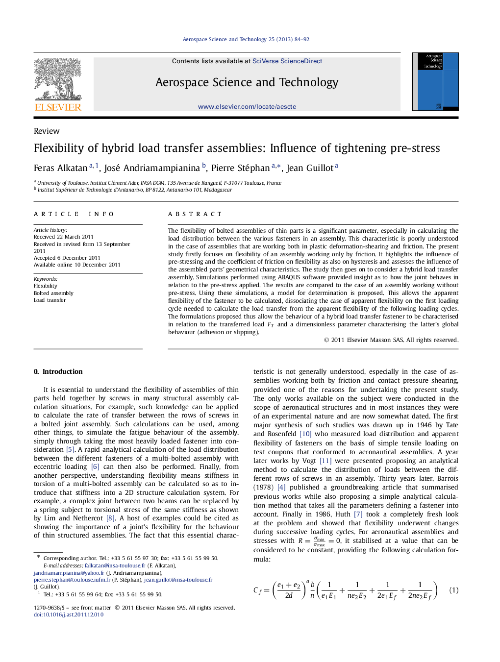 Flexibility of hybrid load transfer assemblies: Influence of tightening pre-stress