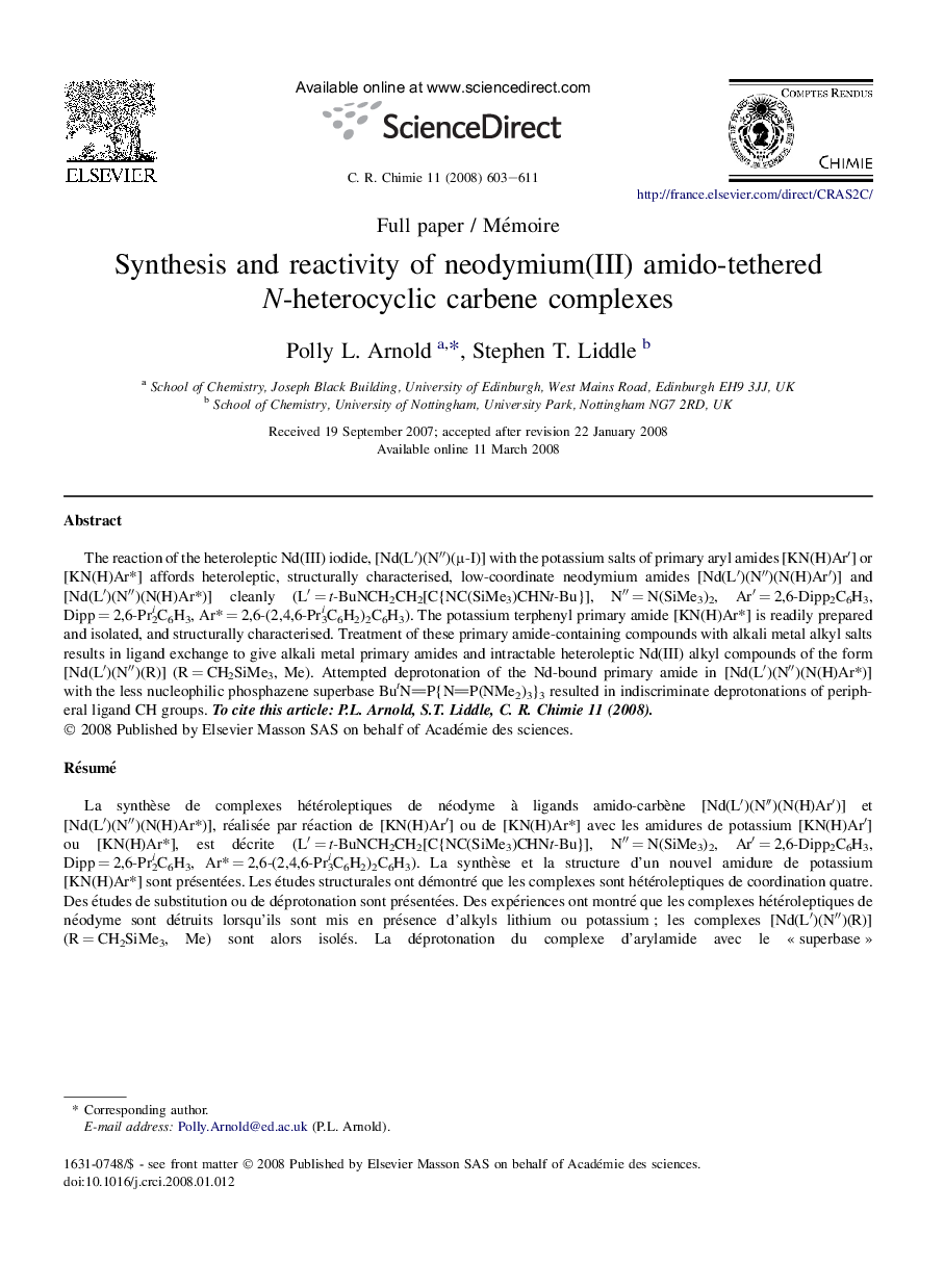 Synthesis and reactivity of neodymium(III) amido-tethered N-heterocyclic carbene complexes