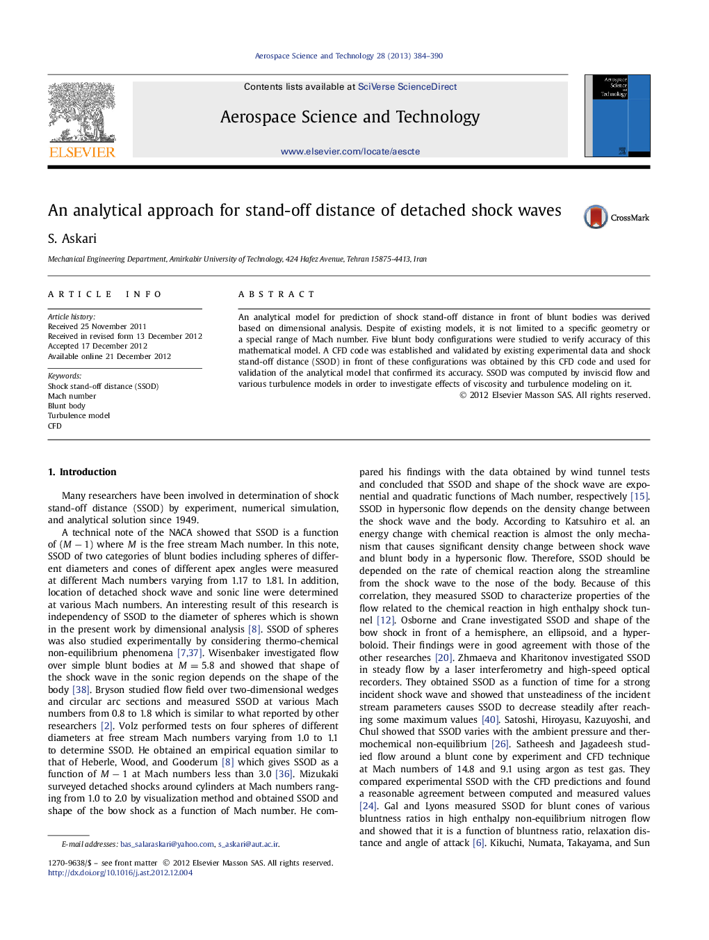 An analytical approach for stand-off distance of detached shock waves