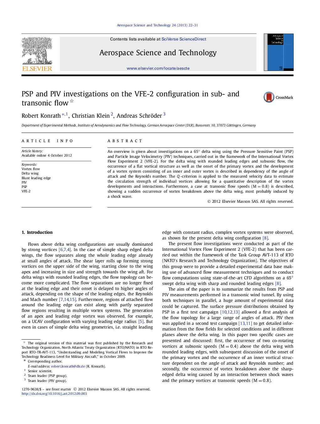 PSP and PIV investigations on the VFE-2 configuration in sub- and transonic flow 