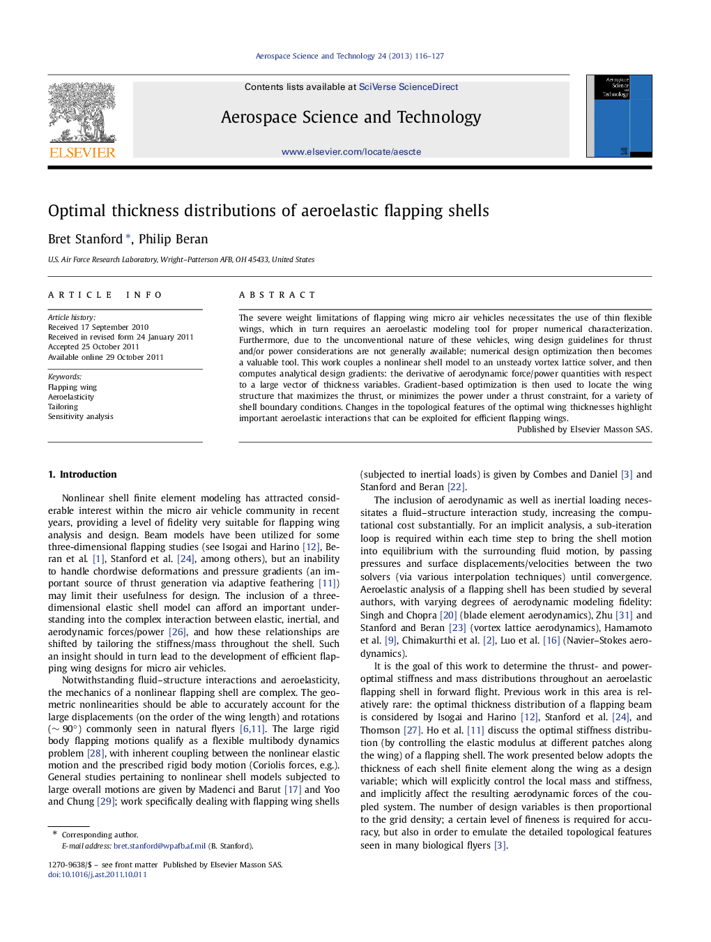 Optimal thickness distributions of aeroelastic flapping shells