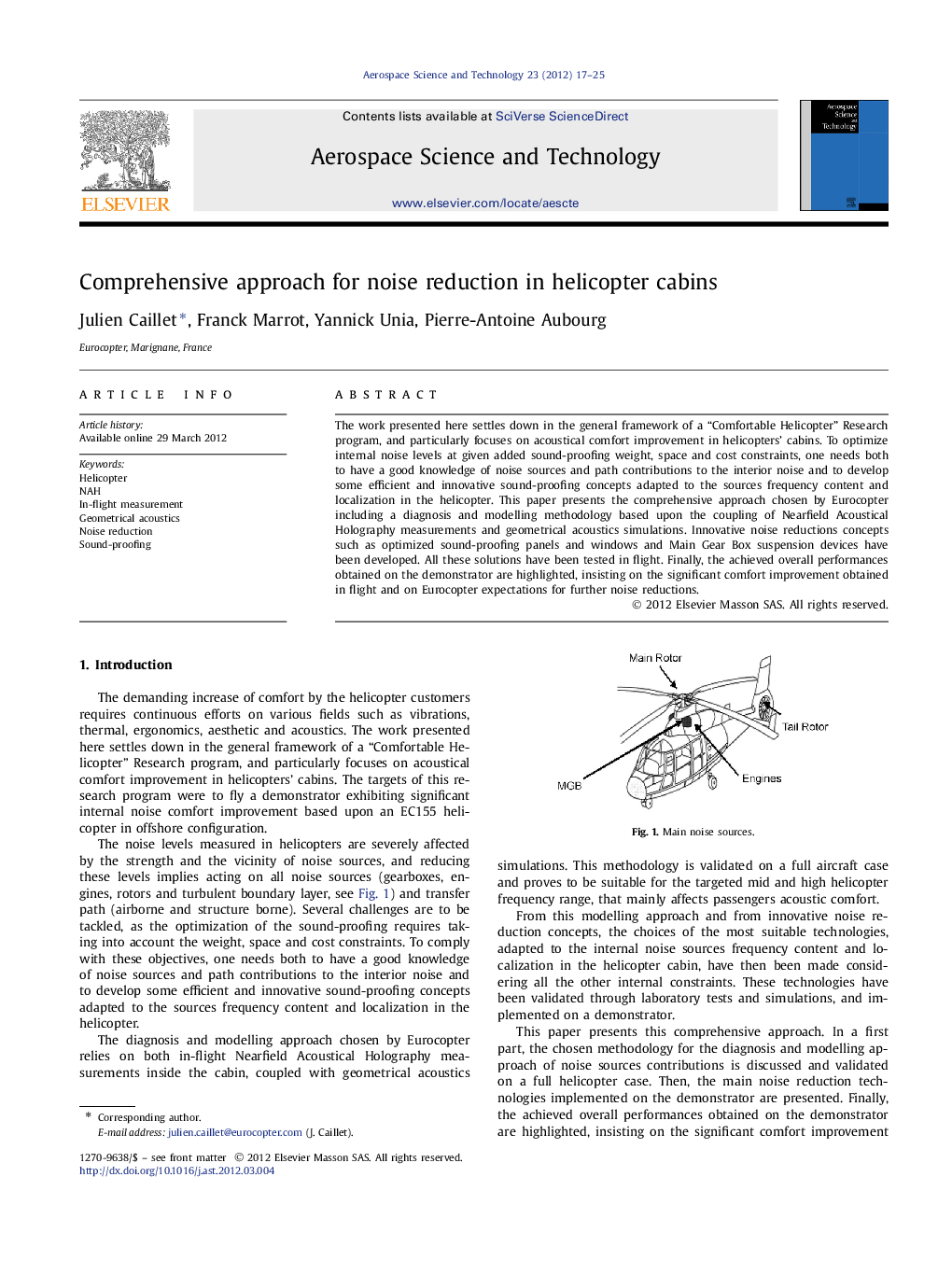 Comprehensive approach for noise reduction in helicopter cabins