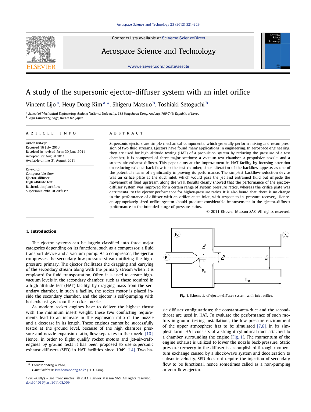 A study of the supersonic ejector–diffuser system with an inlet orifice