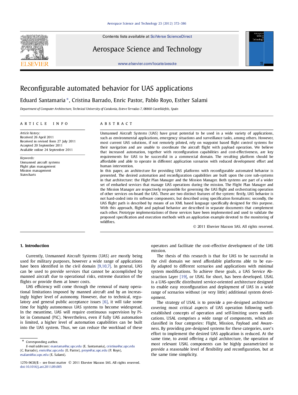 Reconfigurable automated behavior for UAS applications