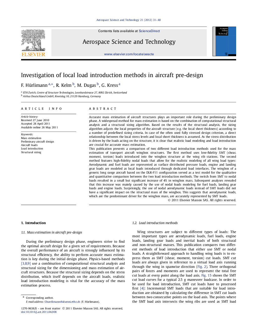 Investigation of local load introduction methods in aircraft pre-design