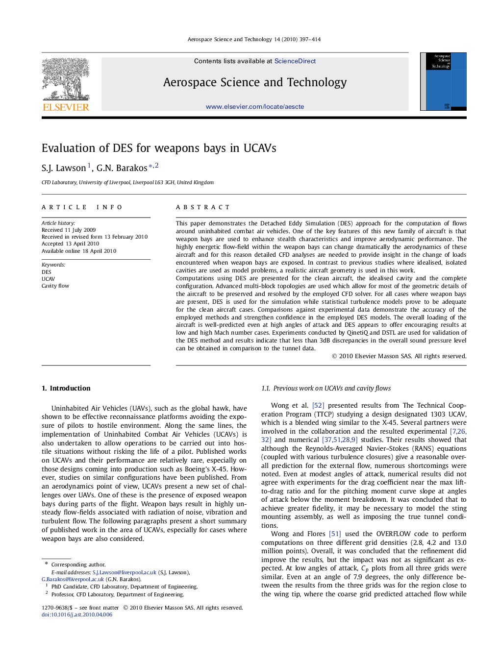 Evaluation of DES for weapons bays in UCAVs