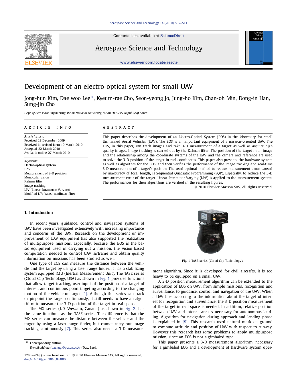 Development of an electro-optical system for small UAV