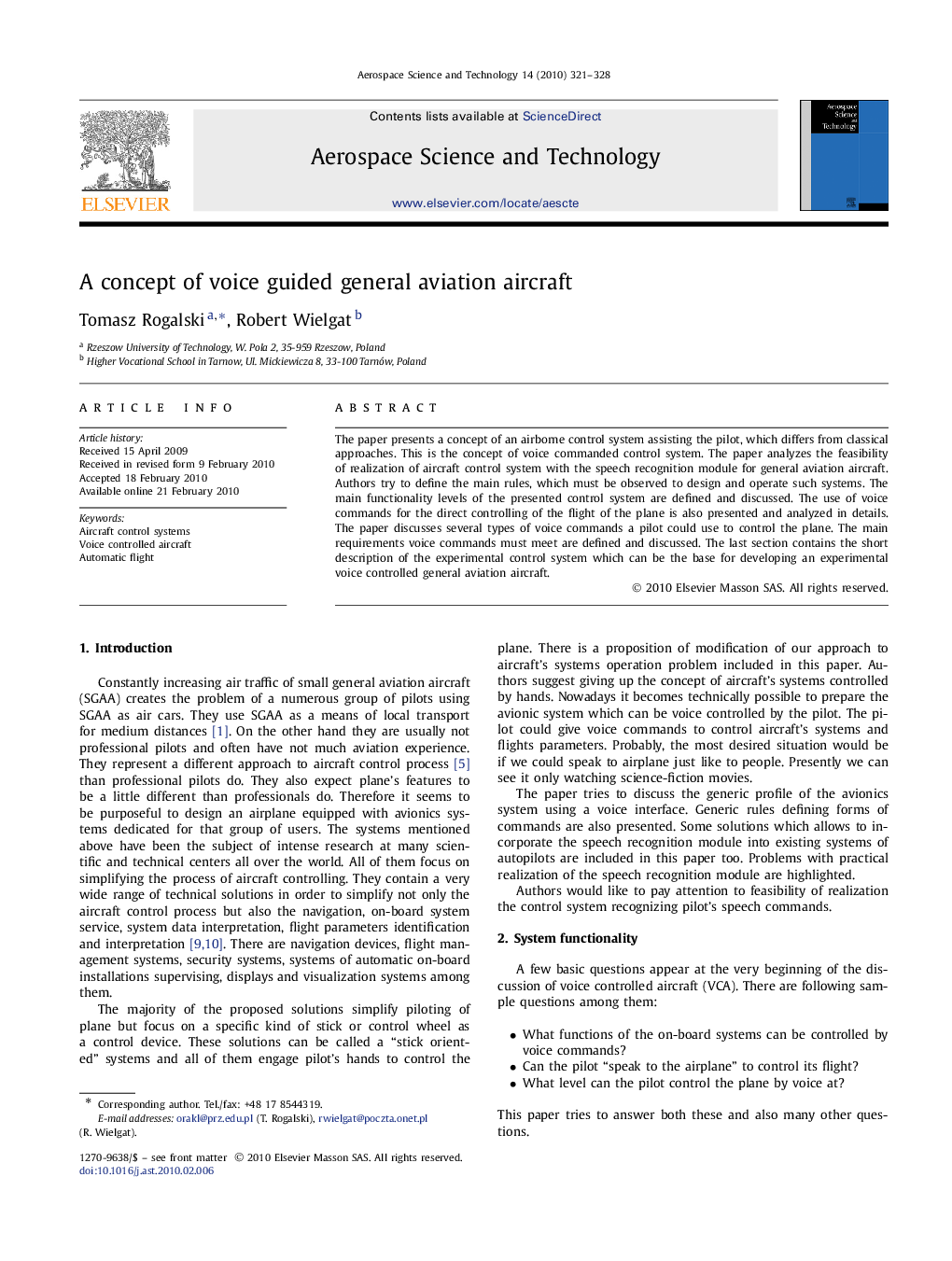 A concept of voice guided general aviation aircraft