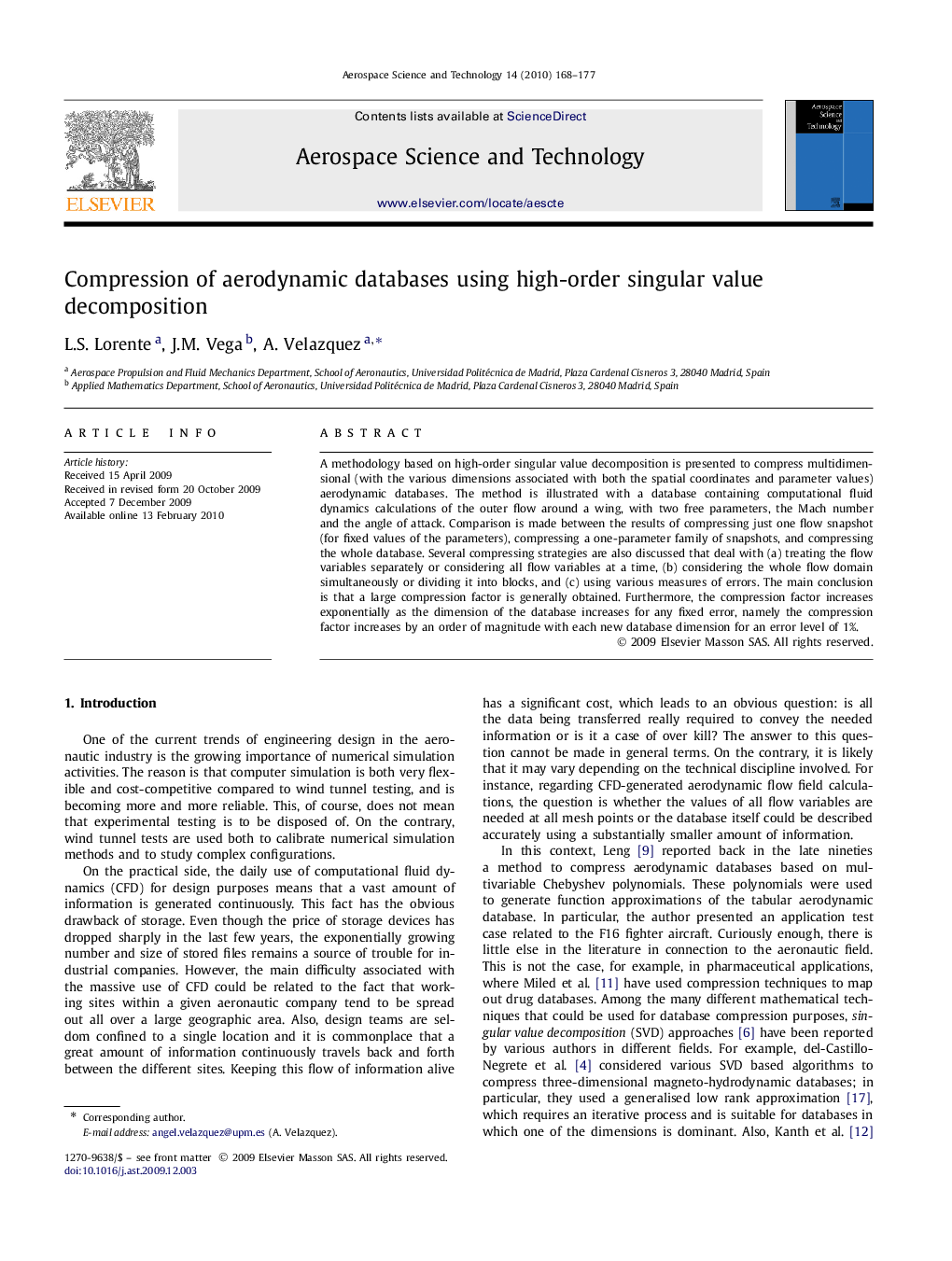 Compression of aerodynamic databases using high-order singular value decomposition