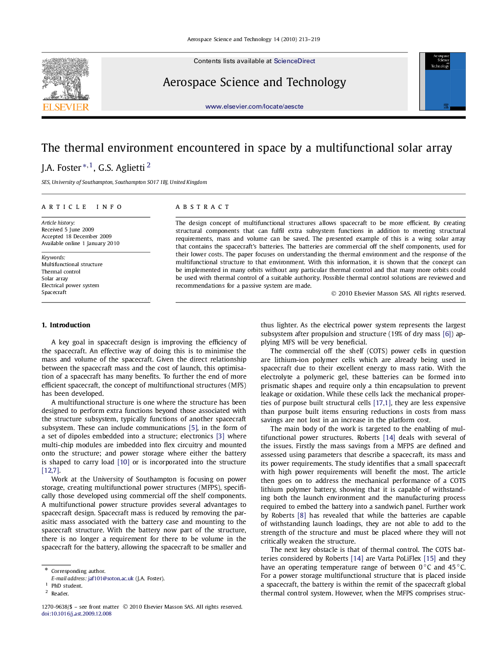 The thermal environment encountered in space by a multifunctional solar array