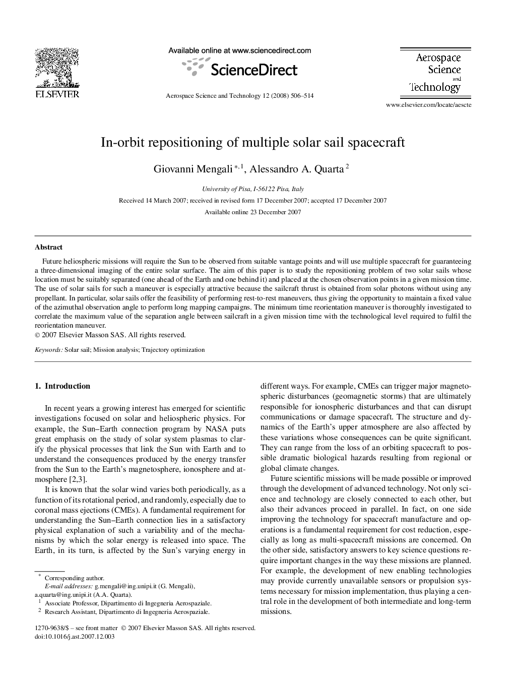 In-orbit repositioning of multiple solar sail spacecraft