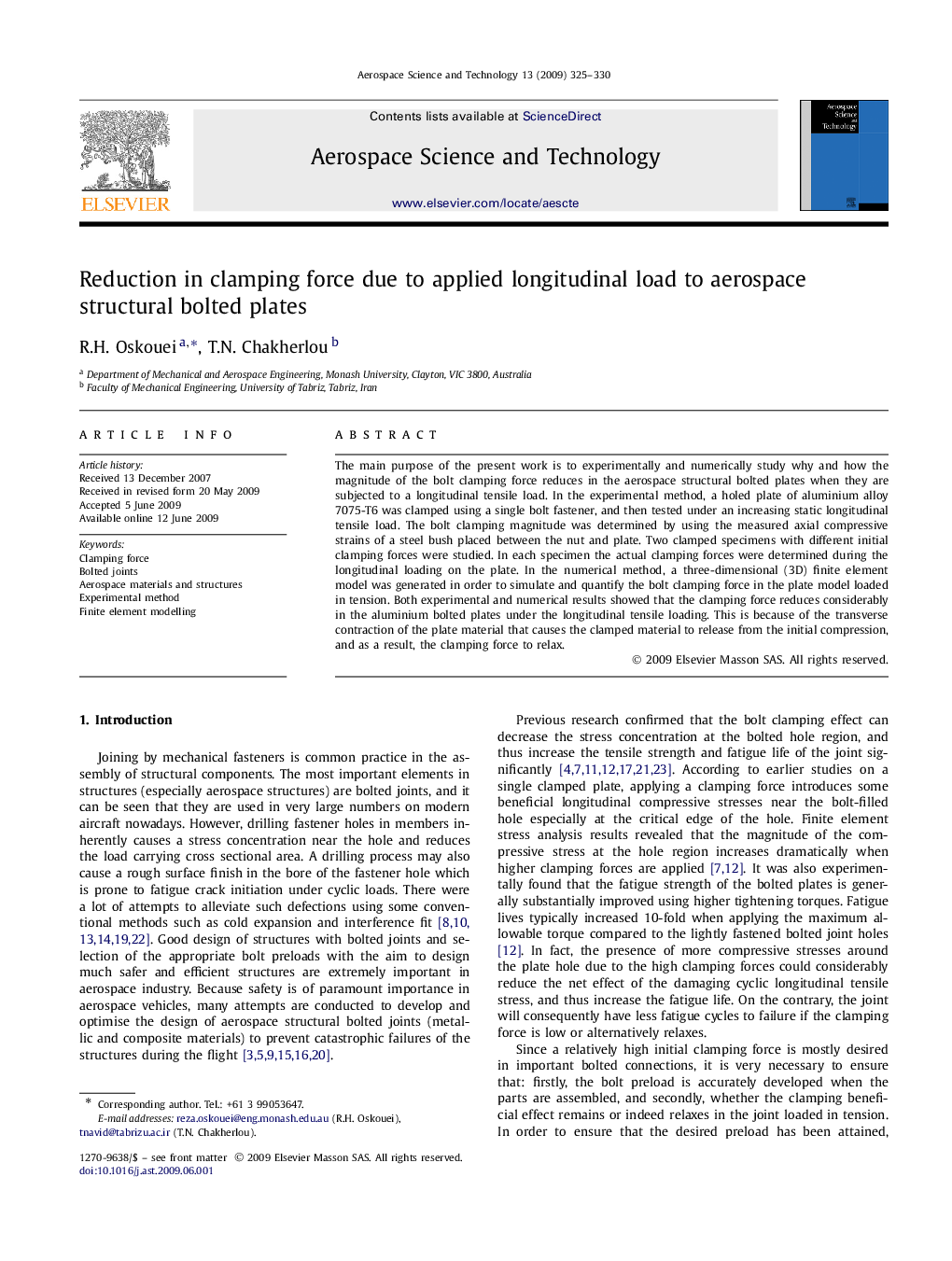 Reduction in clamping force due to applied longitudinal load to aerospace structural bolted plates